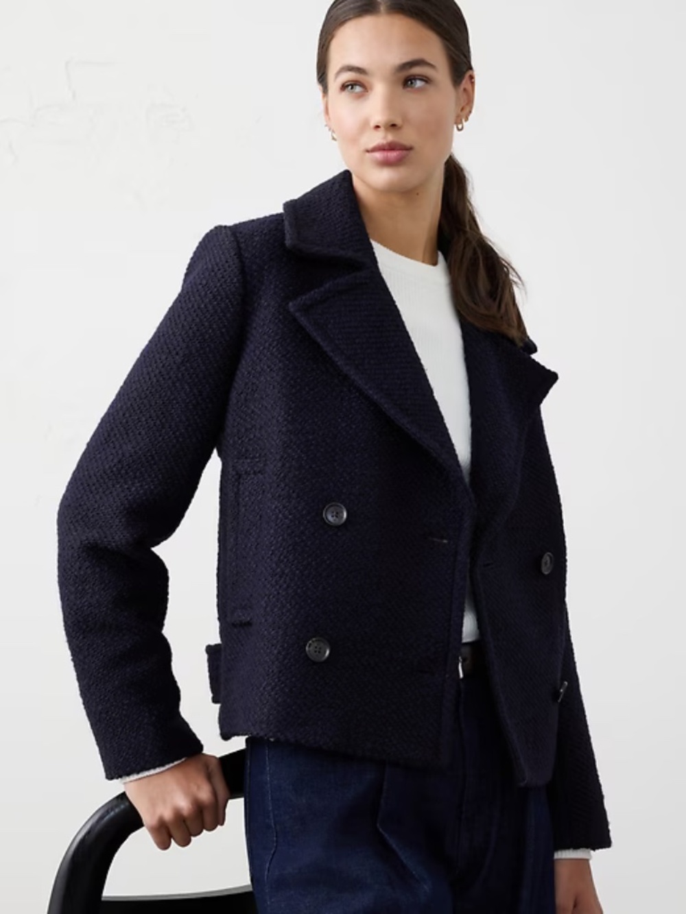 NWOT Banana Republic Preppy Navy Peacoat Size Small Cropped Style
